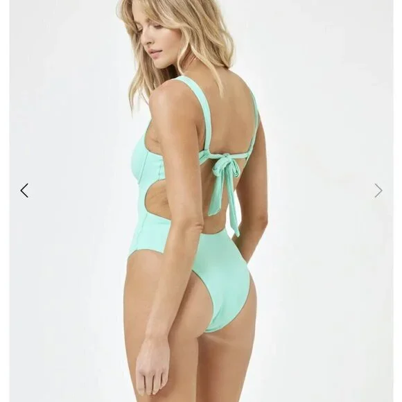 L*Space NEW Kendal OP Classic teal green underwire one piece swimsuit small - Picture 7 of 12